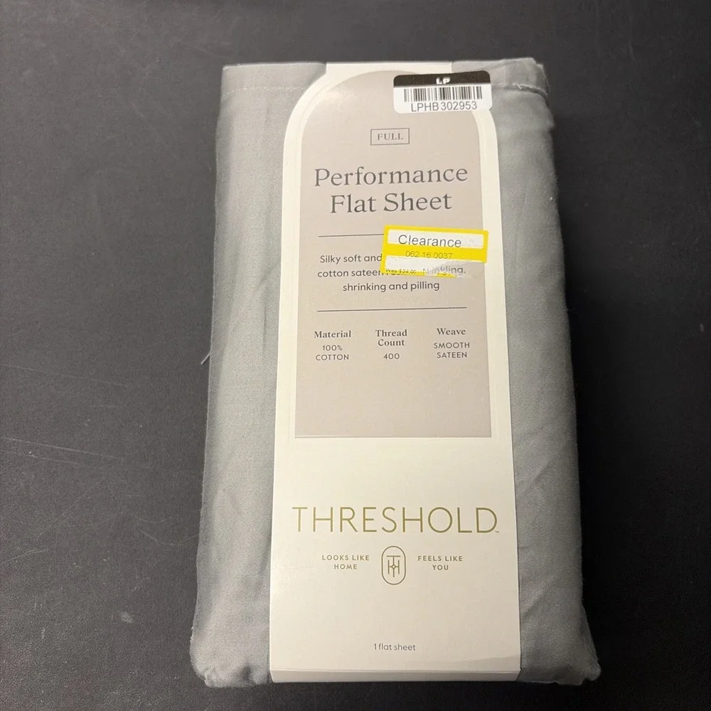 Full 400 Thread Count Performance Flat Sheet Gray - Threshold: Cotton 20525